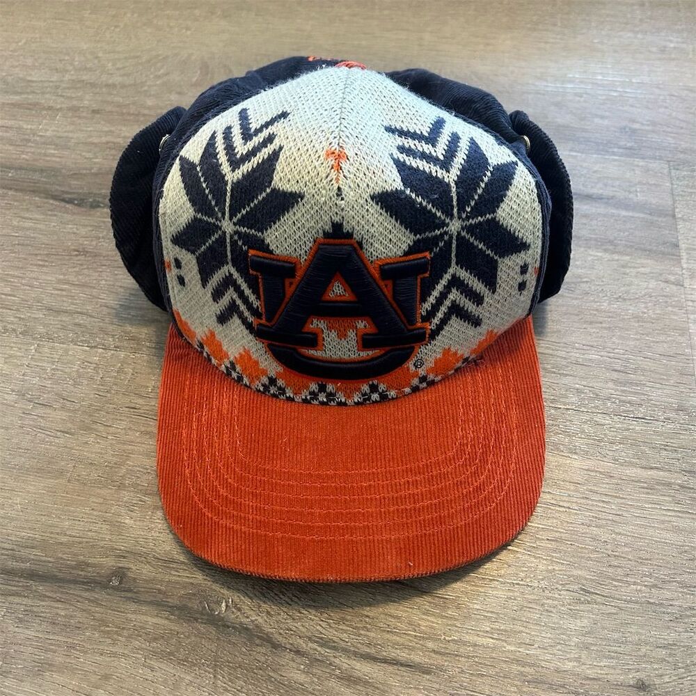 Auburn Tigers Unisex Earflap Snapback Hat Blue NFL Sports EUC